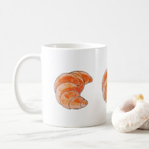 brown croissant bread coffee mug