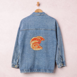 brown croissant bread denim jacket