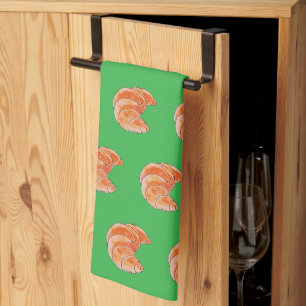 brown croissant bread tea towel