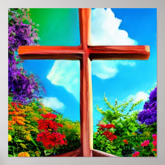 Brown Cross in a Garden Poster (Front)