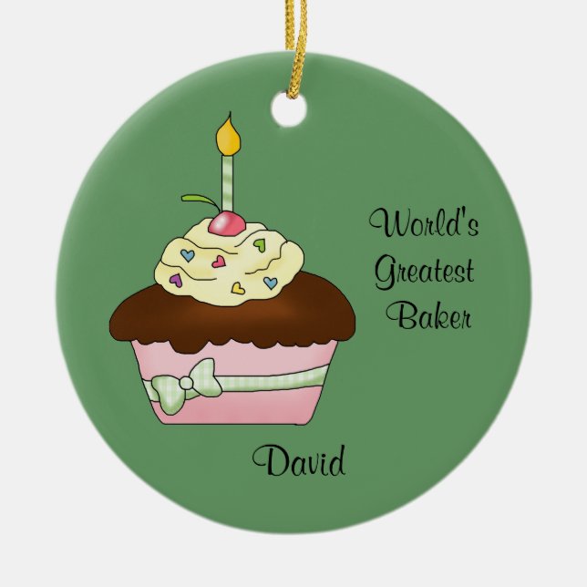 Brown Cupcake Christmas Ornament (Front)