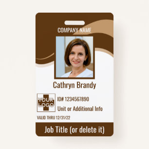 Brown custom Employee Security Id, logo, Bar Code ID Badge