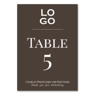 Brown Custom Logo Business or Corporate Event  Table Number