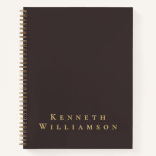 Brown Custom Name Gold Minimalist Elegant Men Notebook