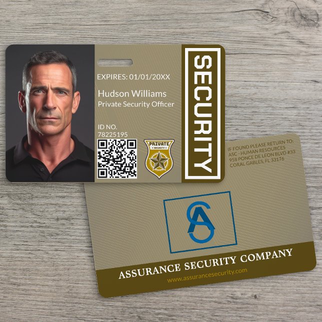 Brown Custom Security Guard Photo Badge ID Badge (Creator Uploaded)