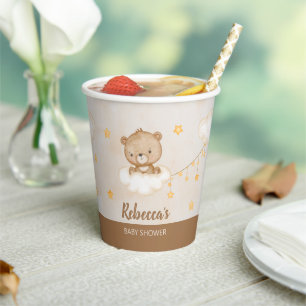 Brown Cute Bear We Can Bearly Wait Baby Shower Pap Paper Cups