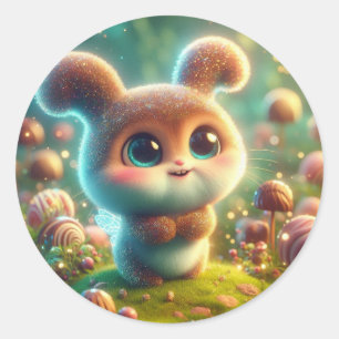 Brown Cute Bunny Classic Round Sticker