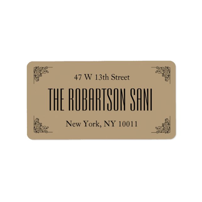 Brown Cute Couple Monogram Heart Return Address Label (Front)