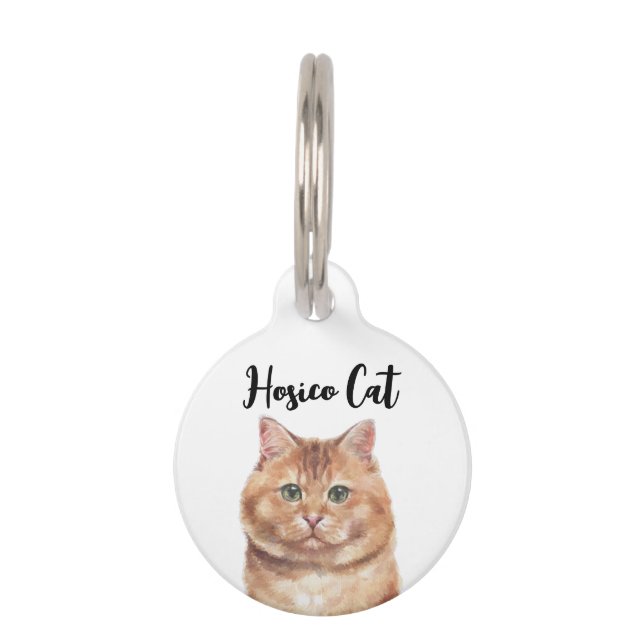 Brown Cute Hosico Cat Pet Tag (Front)