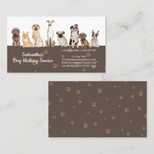 Brown Cute Paws Watercolor Dogs Business Card