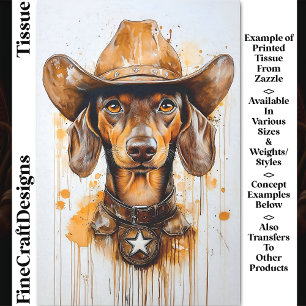 Brown Dachshund Cowboy Sheriff Dog DP1 Decoupage Tissue Paper