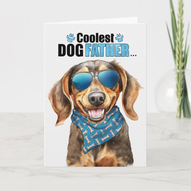Brown Dachshund Dog Coolest Dad Father's Day Holiday Card (Front)