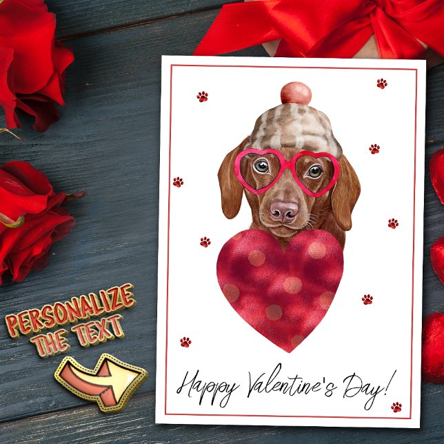 Brown Dachshund Dog Lover Valentine Gift Holiday Card (Creator Uploaded)