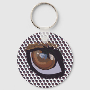 Brown Dachshund Eye Key Ring