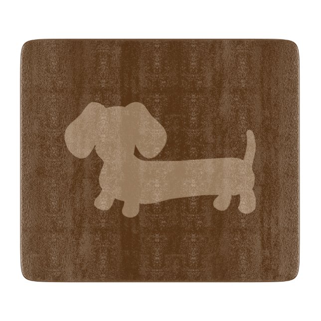 Brown Dachshund Glass Cutting Board Kitchen (Front)