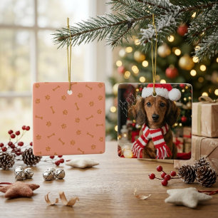 Brown Dachshund Santa Hat Christmas Keepsake Ceramic Ornament