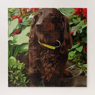 Brown Dachshund Sitting In The Garden With Flower Jigsaw Puzzle