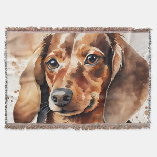 Brown Dachshund Throw Blanket