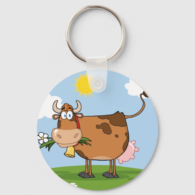 Brown Dairy Cow Key Ring (Front)