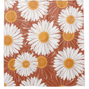 Brown Daisies: Seamless Flower Pattern Shower Curtain