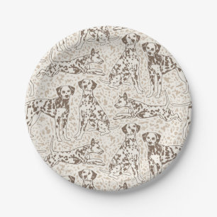 Brown Dalmatian Dog Animal Print Paper Plate