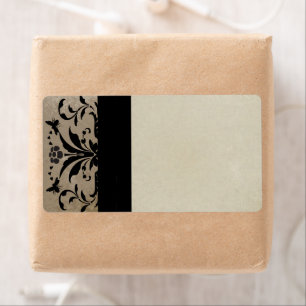 Brown Damask Address Shipping Labels -