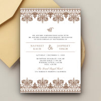 Brown Damask Border Anand Karaj Sikh Wedding