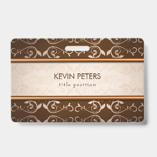 Brown Damask ID Badge
