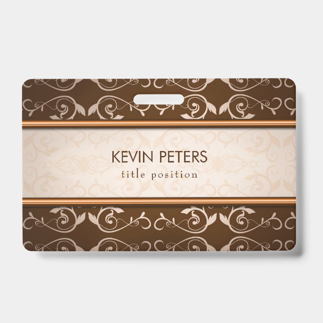 Brown Damask ID Badge (Front)