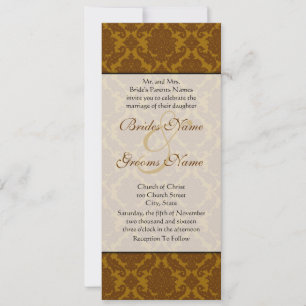 Brown Damask Wedding Invitation