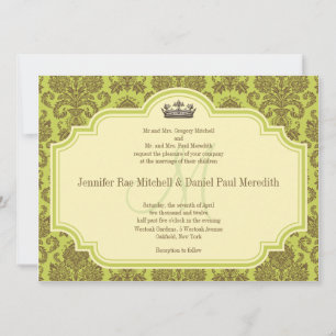 Brown Damask Wedding Invitations Monogram M