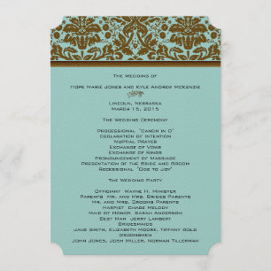 Brown Damask Wedding Program Programme