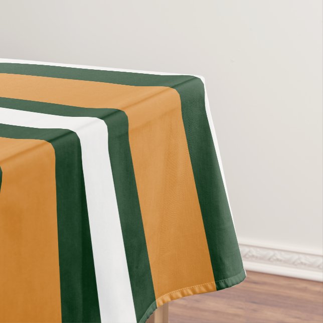 Brown, dark green and white stripes tablecloth (In Situ)