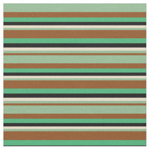 Brown, Dark Sea Green, Tan, Black & Sea Green Fabric