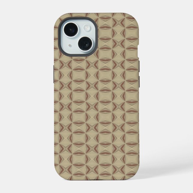 Brown decorative triangles pattern iPhone 15 case (Back)