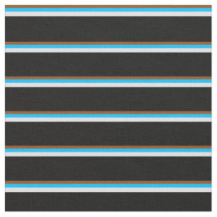 Brown, Deep Sky Blue, Lavender & Black Pattern Fabric