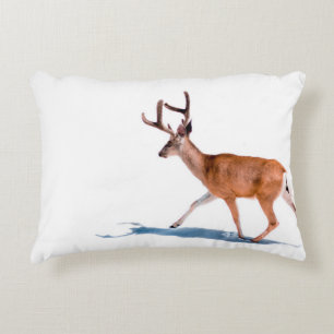 BROWN DEER ON WHITE BACKGROUND DECORATIVE CUSHION