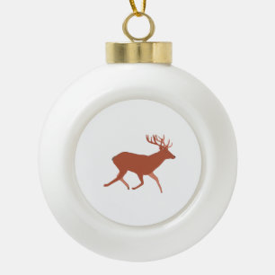 Brown Deer Walking Festive  Ceramic Ball Christmas Ornament