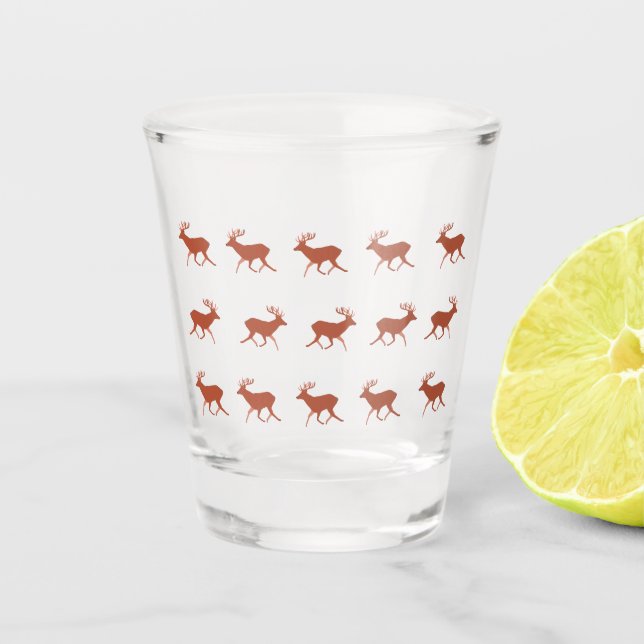 Brown Deer Walking Festive Pattern   Shot Glass (Front)