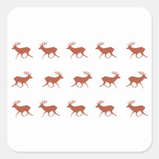 Brown Deer Walking Festive Pattern Square Sticker
