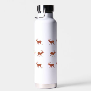 Brown Deer Walking Nordic Pattern Water Bottle