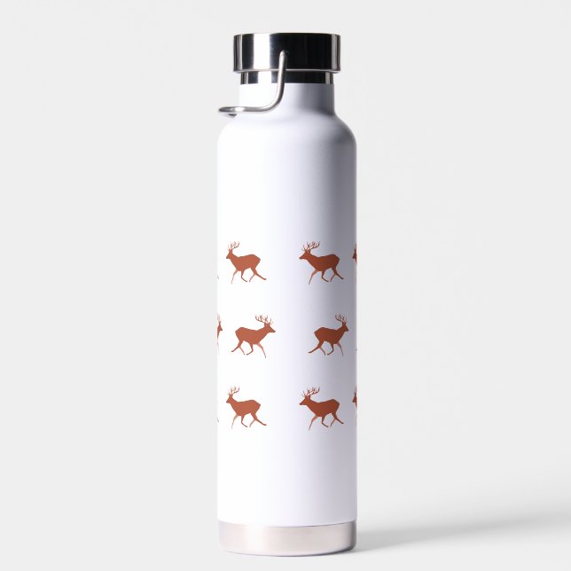 Brown Deer Walking Nordic Pattern   Water Bottle (Right)