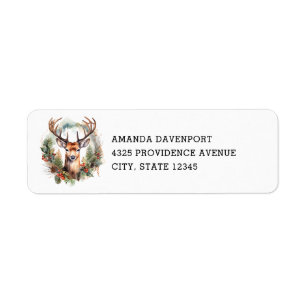 Brown Deer with Antlers Rustic Christmas Address