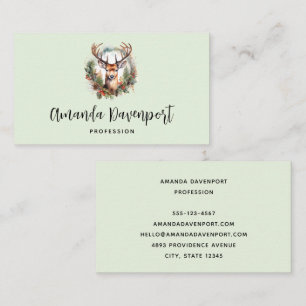 Brown Deer with Antlers Rustic Christmas Business Card