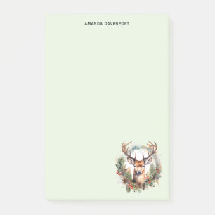 Brown Deer with Antlers Rustic Christmas Post-it Notes