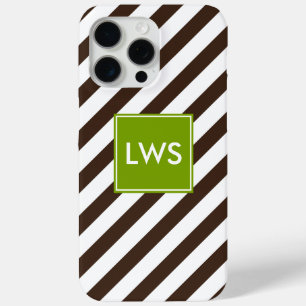 Brown Diagonal Stripes Monogram iPhone 15 Pro Max Case