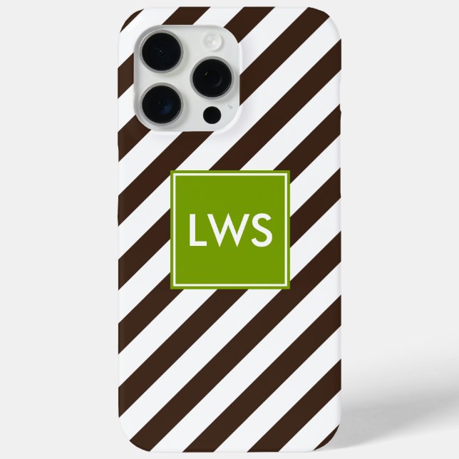 Brown Diagonal Stripes Monogram Case-Mate iPhone Case (Back)