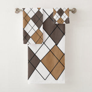 Brown Diamond Argyle Bath Towel Set