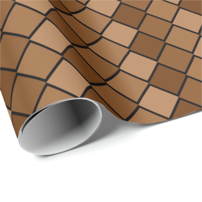 Brown Diamond Checks Wrapping Paper (Roll Corner)
