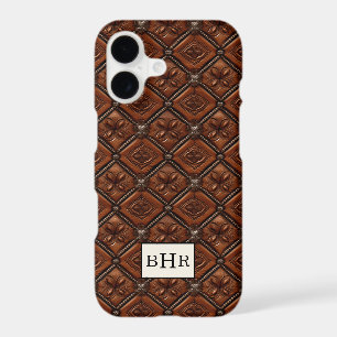 Brown Diamond Leather Monogrammed